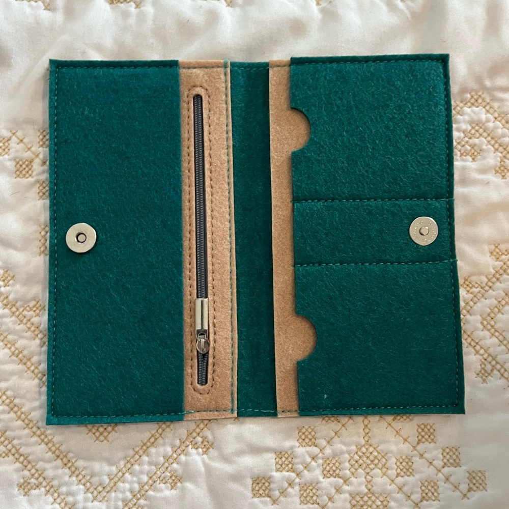 Green felt wallet